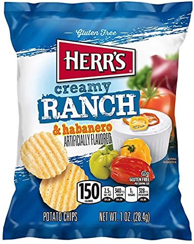 Herr Foods Creamy Ranch Habanero Potato Chips, 1 Ounce - 12