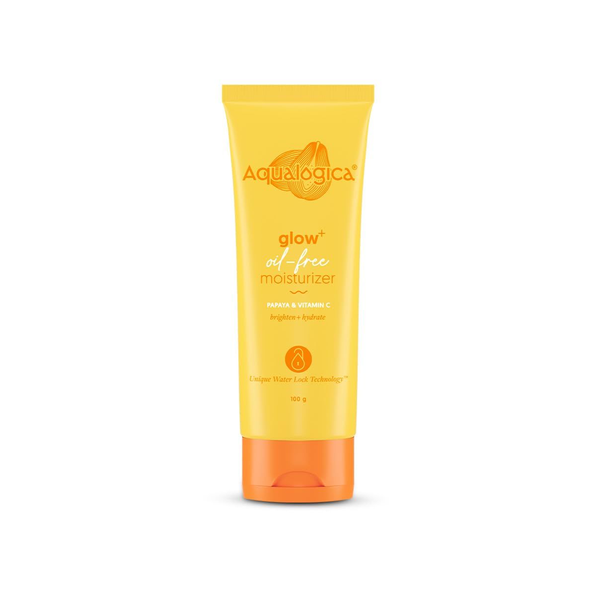 Aqualogica Oil Free Glow Face Moisturizer with Papaya Vitamin C Hydrates, Reduces Spots Makes Skin Glowing Lightweight Non-Greasy 3.38 Fl Oz100 ml