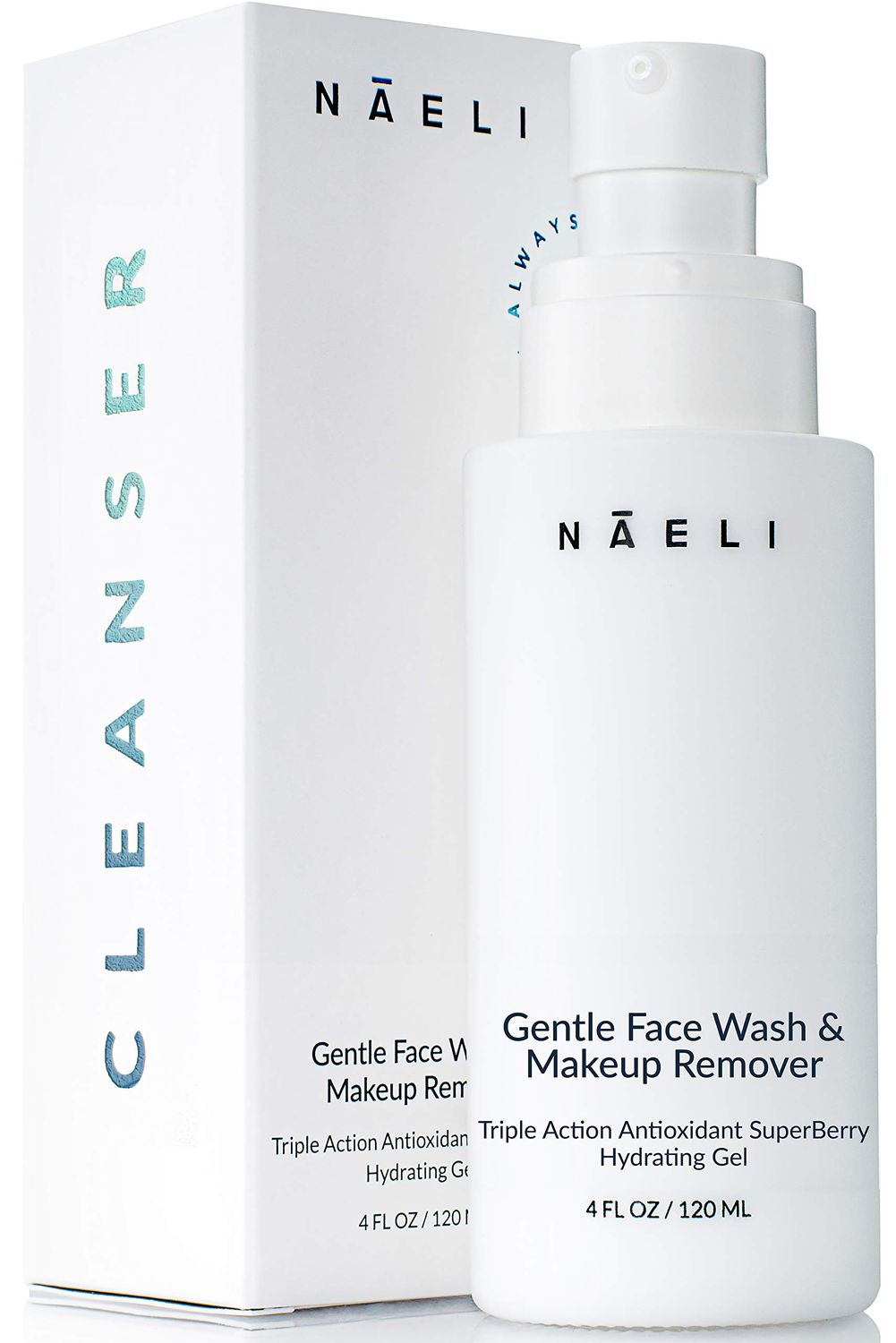 NAELI Gentle Face Cleanser - All Natural Anti Aging Vitamin C Face Wash for Sensitive Dry Skin with Hyaluronic Acid Antioxidants - Vegan Cruelty Free, 4 oz