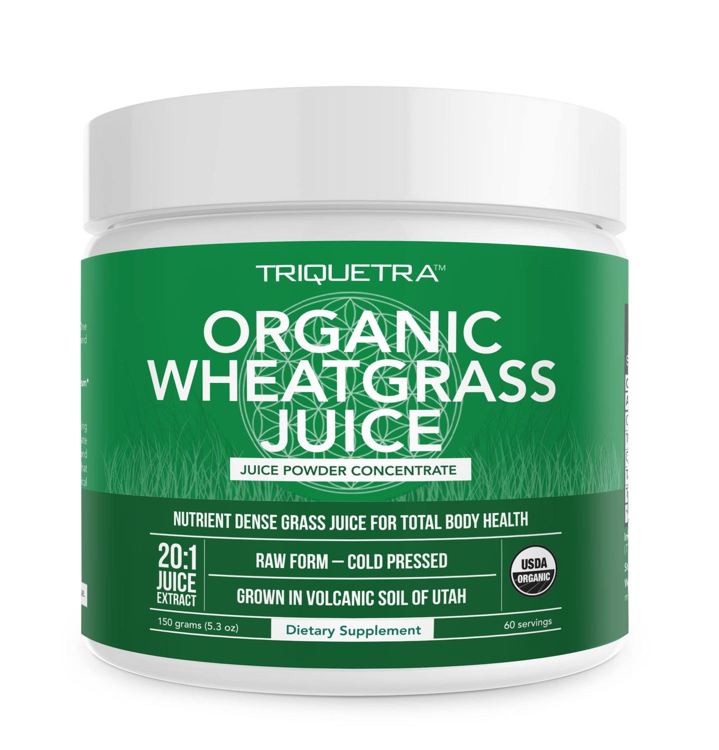 Organic Wheatgrass Juice Powder - Organic, Grown in Volcanic Soil of Utah - Raw BioActive Form, Cold-Pressed Then CO2 Dried, 20:1 Concentrate Juice Extract - Unflavored (5.3 oz - 60 Servings)