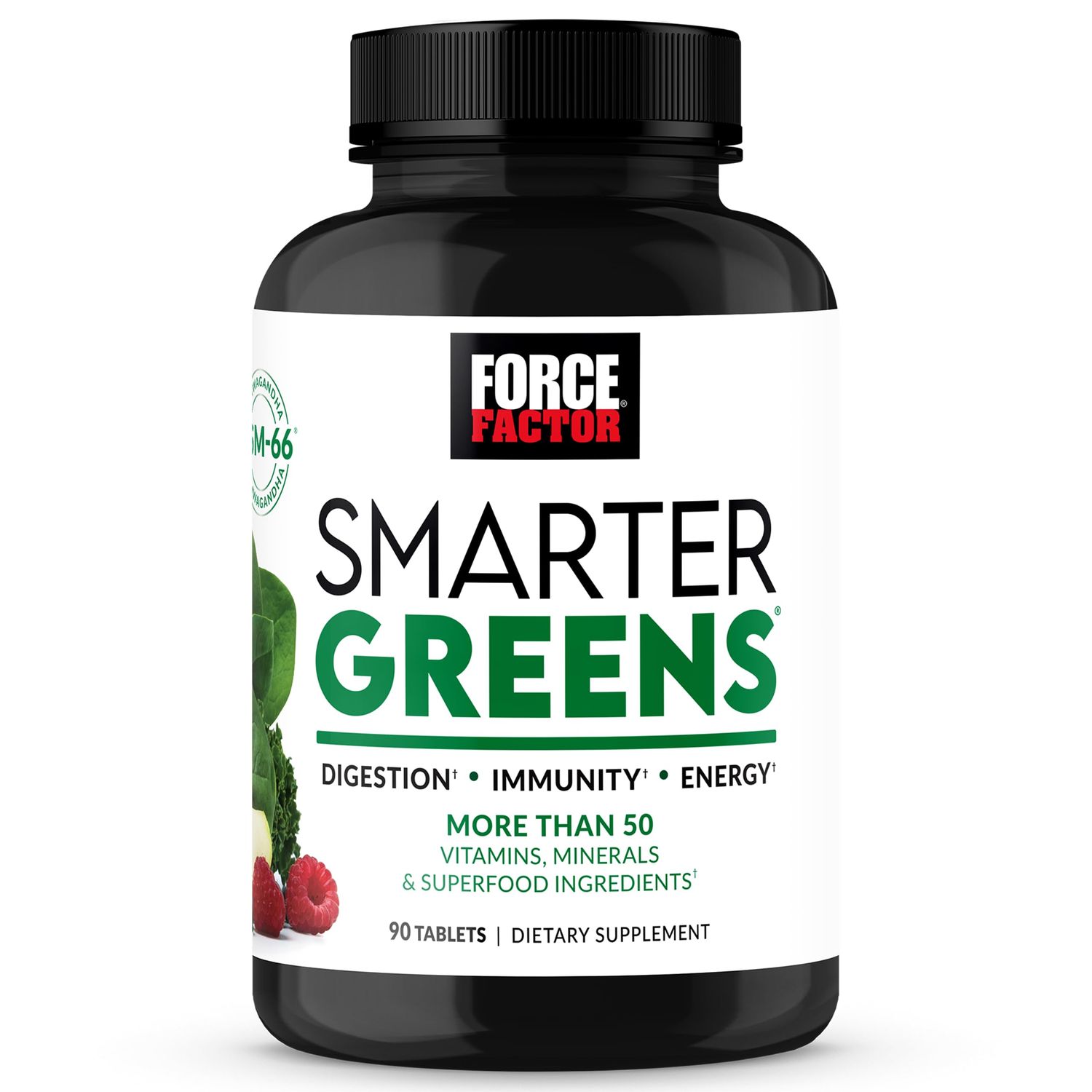 FORCE FACTOR Smarter Greens Tablets, Greens Supplement with 25 Superfoods and Antioxidants to Improve Digestion, Reduce Stress, Strengthen Immunity, and Support Metabolism, 90 Tablets