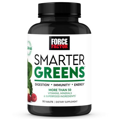 FORCE FACTOR Smarter Greens Tablets, Greens Supplement with 25 Superfoods and Antioxidants to Improve Digestion, Reduce Stress, Strengthen Immunity, and Support Metabolism, 90 Tablets