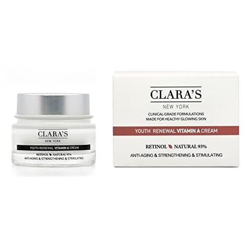 CLARA&#39;S NEW YORK Youth Renewal Retinol (Vitamin A) Facial Cream for Anti-aging, Reducing wrinkles - Rich, Non-sticky, Fast-absorbing Formula, 50ml MADE IN USA