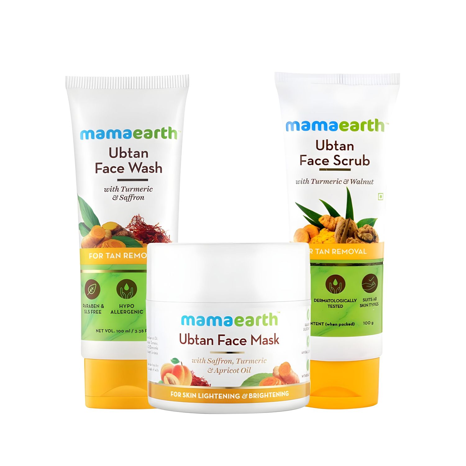 Mamaearth De-Tan Facial Kit (Ubtan face Wash, Ubtan Face Mask Ubtan Face Scrub Combo)