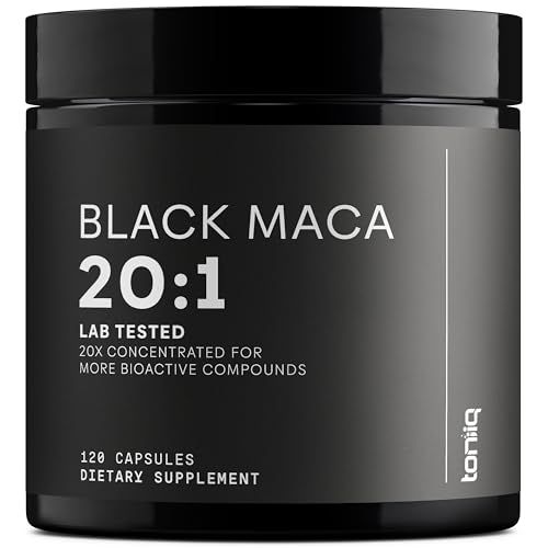 Black Maca Root - Ultra High Potency 20:1 Extract - Single Origin, Wildcrafted Highly Concentrated - Third-Party Lab Tested - 120 Capsules