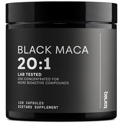 Black Maca Root - Ultra High Potency 20:1 Extract - Single Origin, Wildcrafted Highly Concentrated - Third-Party Lab Tested - 120 Capsules