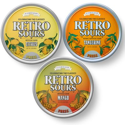 Retro Sours Tangerine Mango Citrus (3 Pack) - Hard Tangy Candy