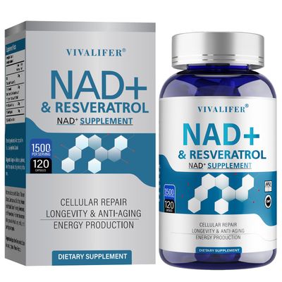 DQQI NAD Supplement 1500 mg - 120 Capsules High Purity NAD Resveratrol, NMN Supplement Alternative for Anti-Aging, Antioxidant Support, Energy Focus Boost