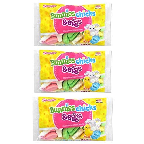 Spangler Bunnies, Chicks, and Eggs Marshmallow Easter Candy - Pack of 3 - 10 oz Per Bag - 30 oz Total of Candy Gluten Free, Peanut Free, Milk Free, Egg Free, Fish Free, and Wheat Free