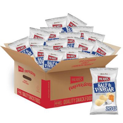 Herr&#39;s Salt and Vinegar Potato Chips, 2.75 Ounce (Pack of 24 Bags) - Bold, Tangy Chips with a Perfect Vinegar Punch - Great for Cravings and Snacks