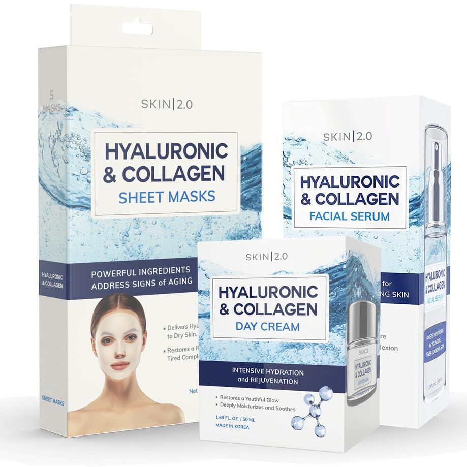 Skin 2.0 Hyaluronic Acid Regimen - Hydrating, Anti-Aging, Moisture Retention, Firming Skin - Clean Beauty, Natural Ingredients, Cruelty-Free Korean Skin Care for All Skin Types - Set of 3