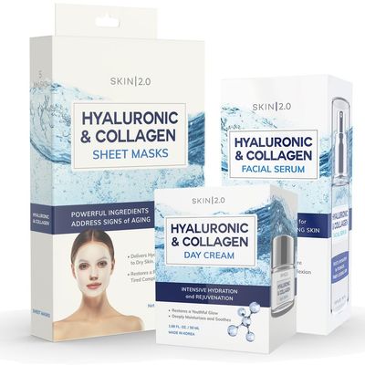 Skin 2.0 Hyaluronic Acid Regimen - Hydrating, Anti-Aging, Moisture Retention, Firming Skin - Clean Beauty, Natural Ingredients, Cruelty-Free Korean Skin Care for All Skin Types - Set of 3