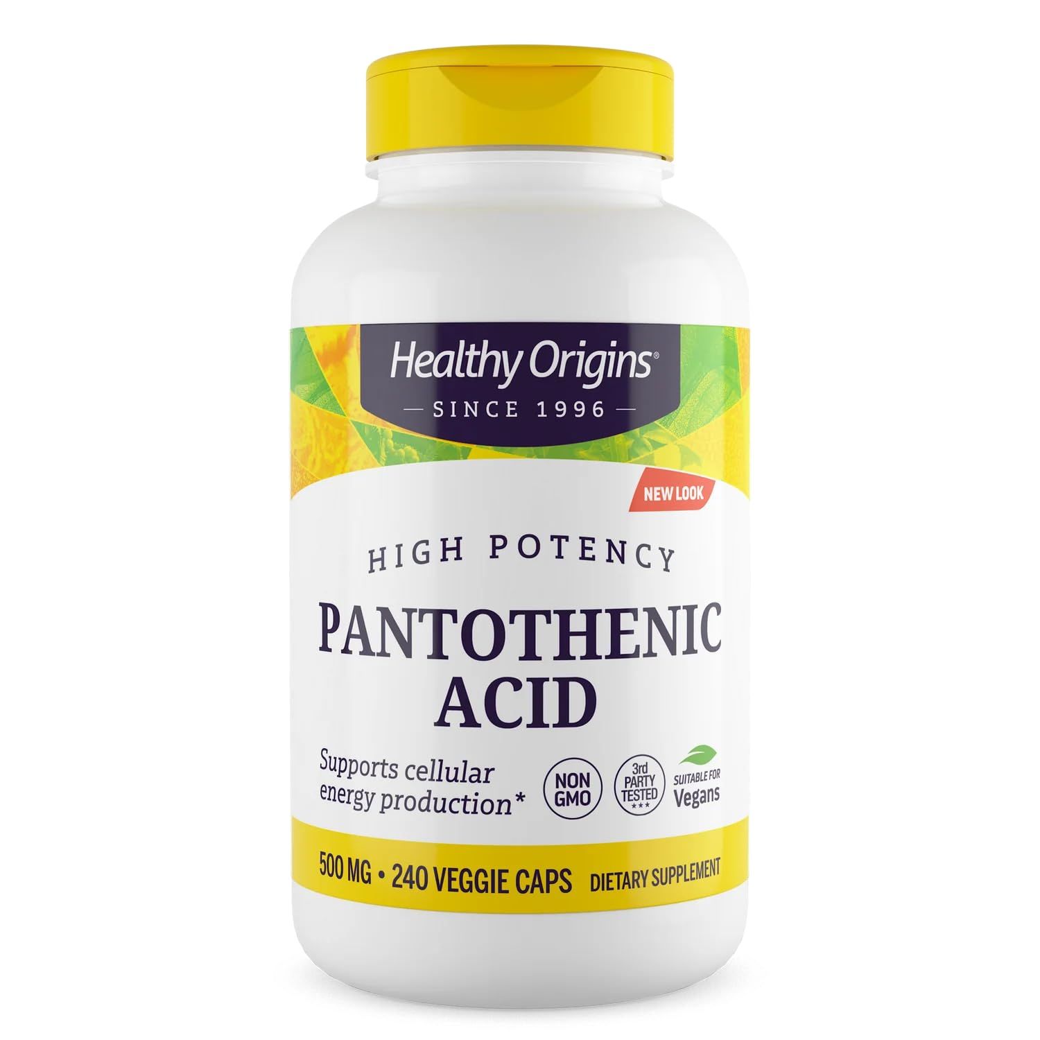 Healthy Origins Pantothenic Acid, 500 mg - Pantothenic Acid Supplement - Supports Energy Metabolism - Pantothenic Acid Supplement with Calcium - Non-GMO Gluten-Free Supplement - 240 Veggie Capsules