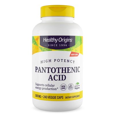 Healthy Origins Pantothenic Acid, 500 mg - Pantothenic Acid Supplement - Supports Energy Metabolism - Pantothenic Acid Supplement with Calcium - Non-GMO Gluten-Free Supplement - 240 Veggie Capsules