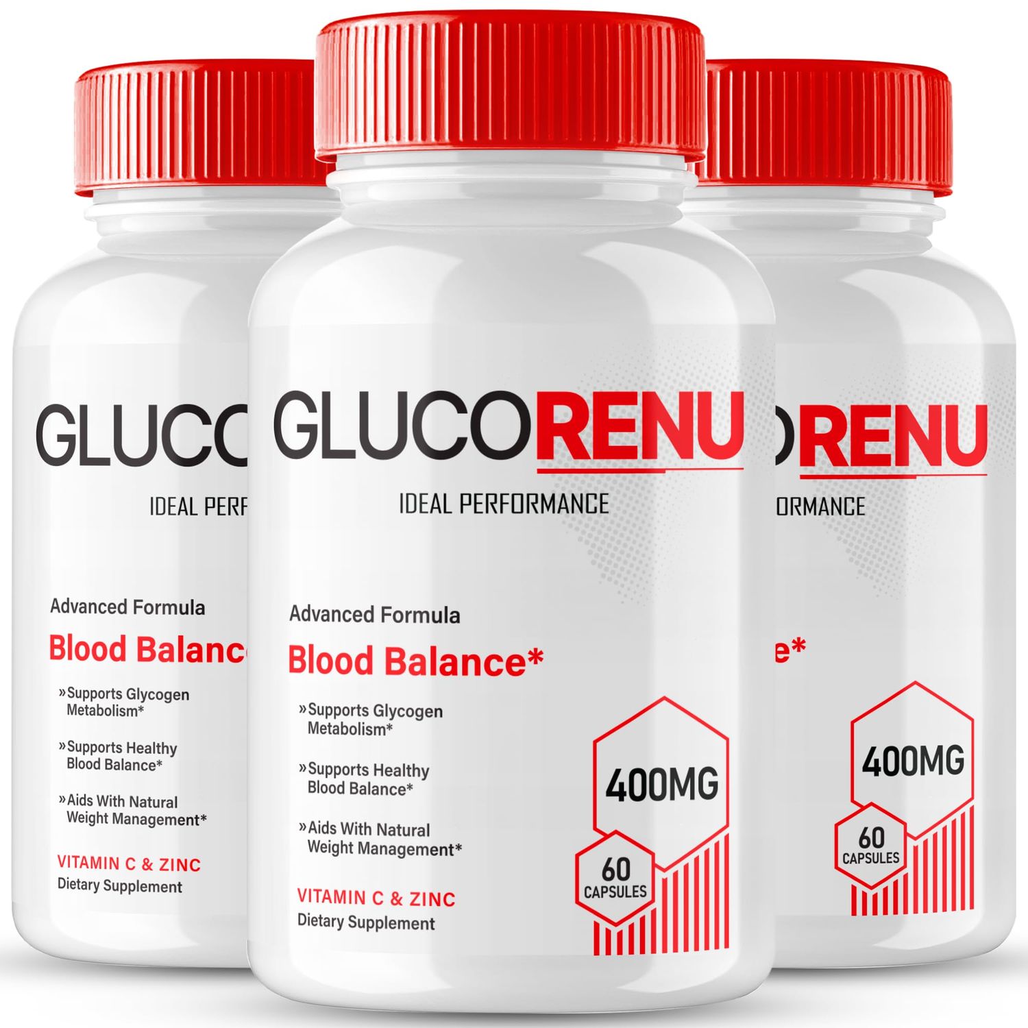 Gluco Renu Glyco Support Capsules, GlucoRenu Health Support Supplement Pills - Maximum Strength, Gluco Renu Health Wellness, All Natural Advanced Formula, GlucoRenu Capsules Reviews (3 Pack)
