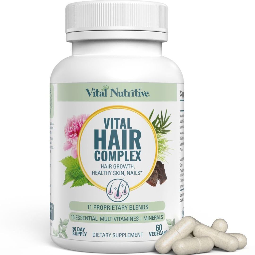 VITAL NUTRITIVE Vital Hair Complex - Biotin Vitamin B Hair Vitamins for Women Men - Supports Healthy Hair, Skin Nails - Hormone-Free, Gluten-Free - Hair Supplement for Women Men