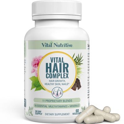 VITAL NUTRITIVE Vital Hair Complex - Biotin Vitamin B Hair Vitamins for Women Men - Supports Healthy Hair, Skin Nails - Hormone-Free, Gluten-Free - Hair Supplement for Women Men