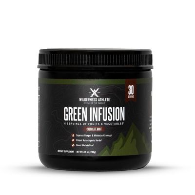 Wilderness Athlete - Green Infusion Supergreen Superfood Power Greens Powder - Wheatgrass Powder with Astragalus Root, Green Tea Extract, Chlorella - 30 Serving Tub (Chocolate Mint)