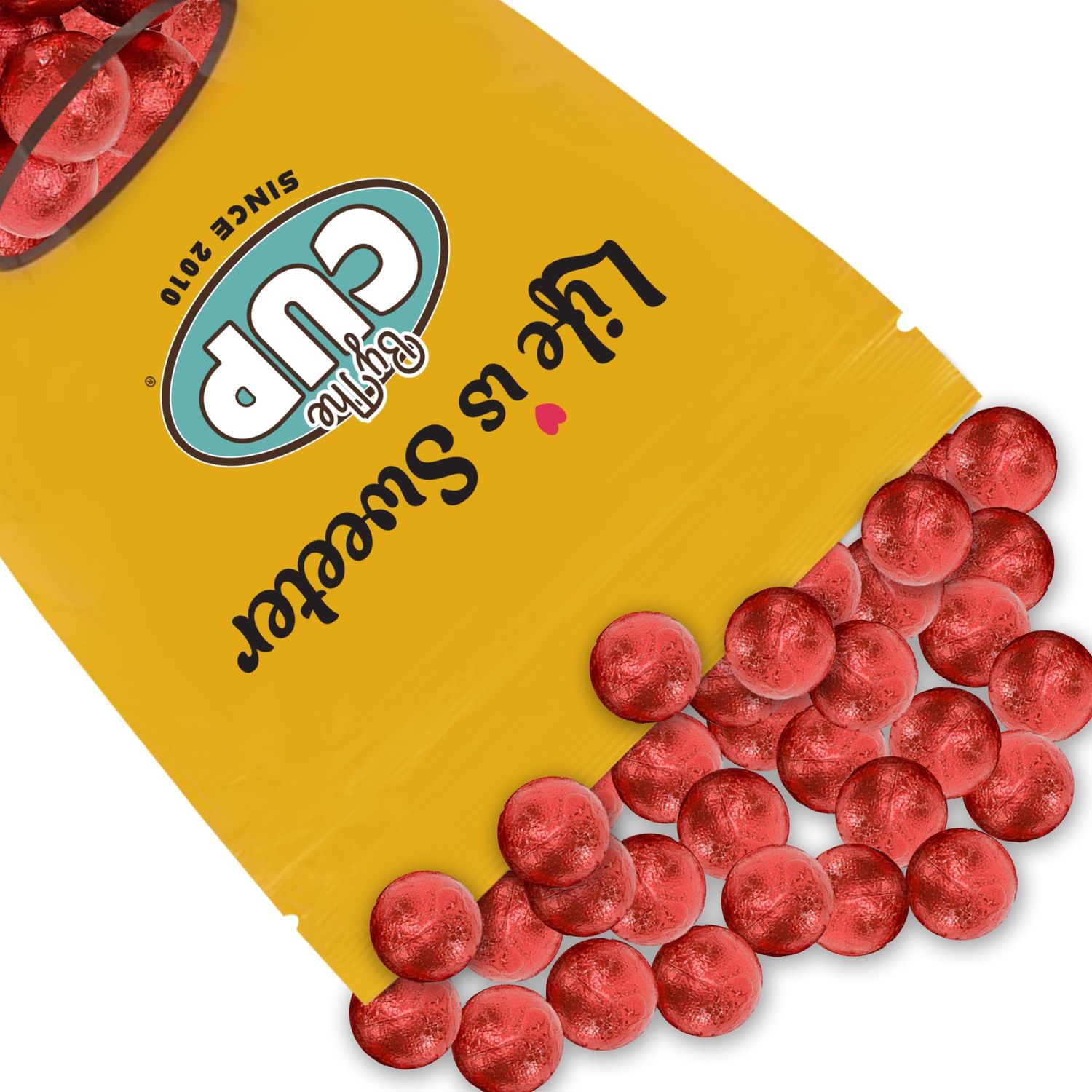 By The Cup Red Chocolate Foil Balls, 1.5 lb Bulk Bag