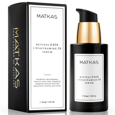 MATKAS Korean 0.05 Retinal 5 Niacinamide Serum for Wrinkles - 1.01 Fl. Oz. Korean Retinol Serum for Face Anti Aging, Best Retinol Infusion for Face Wrinkles Dark Spots, Night Treatment