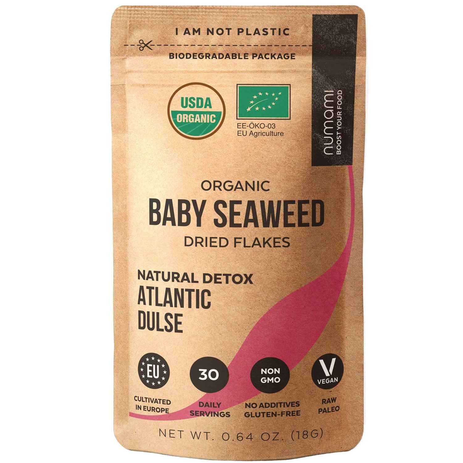 Organic Atlantic Dulse Flakes - Young Baby Seaweed Grown in North Atlantic, Vacuum Dried Premium Quality. Soft Texture Mild Taste. Add 1 tsp to your dish for daily vitaminsminerals. 30 Servings