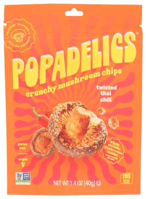 Popadelics Twisted Thai Chili Crunchy Mushroom Chips, 1.4 OZ