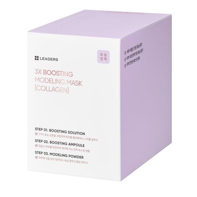 LEADERS 3X Boosting Modeling Mask 3-Step Korean Skincare with Vitamin, Tea Tree Collagen Skin Elasticity Firmness Improve Sagging Skin Collagen for Toning Anti-Aging - 3 Pack (Collagen)