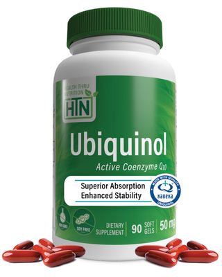 Health Thru Nutrition Ubiquinol 50mg 90 Softgels as Kaneka QH Reduced CoQ-10 Stabilized - 3rd Party Tested Enhanced Bioavailability Cardiovascular Mitochondria Function Support Non-GMO