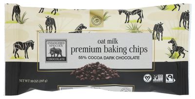 Endangered Species 55 Cocoa Oat Milk Dark Chocolate Baking Chips, Non GMO, 10 Ounces (Pack Of 6)
