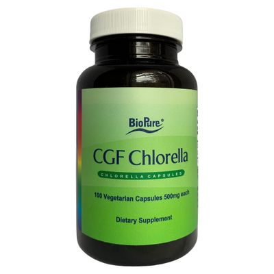 BioPure Chlorella Growth Factor Capsules - Nutrient-Dense, Nutraceutical Superfood Packed with Proteins, Vitamins, Minerals Amino Acids That Supports Metabolism, Detox Immunity - 100 Capsules