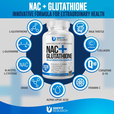 Advanced Complex-NAC Supplement (N-Acetyl L-Cysteine) 600mg with L-Glutathione 500mg and Milk Thistle Extract-Potent Antioxidant-Immune Function Support Respiratory Health-Promotes Liver Kidney Detox