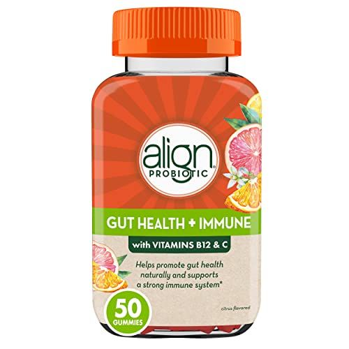 Align Probiotic, Gut Health Immunity Support, Probiotic for Women and Men, 1 Doctor Recommended Brand, Vitamin C and B12 for Immune Support Energy, Citrus Flavor, 50 Gummies