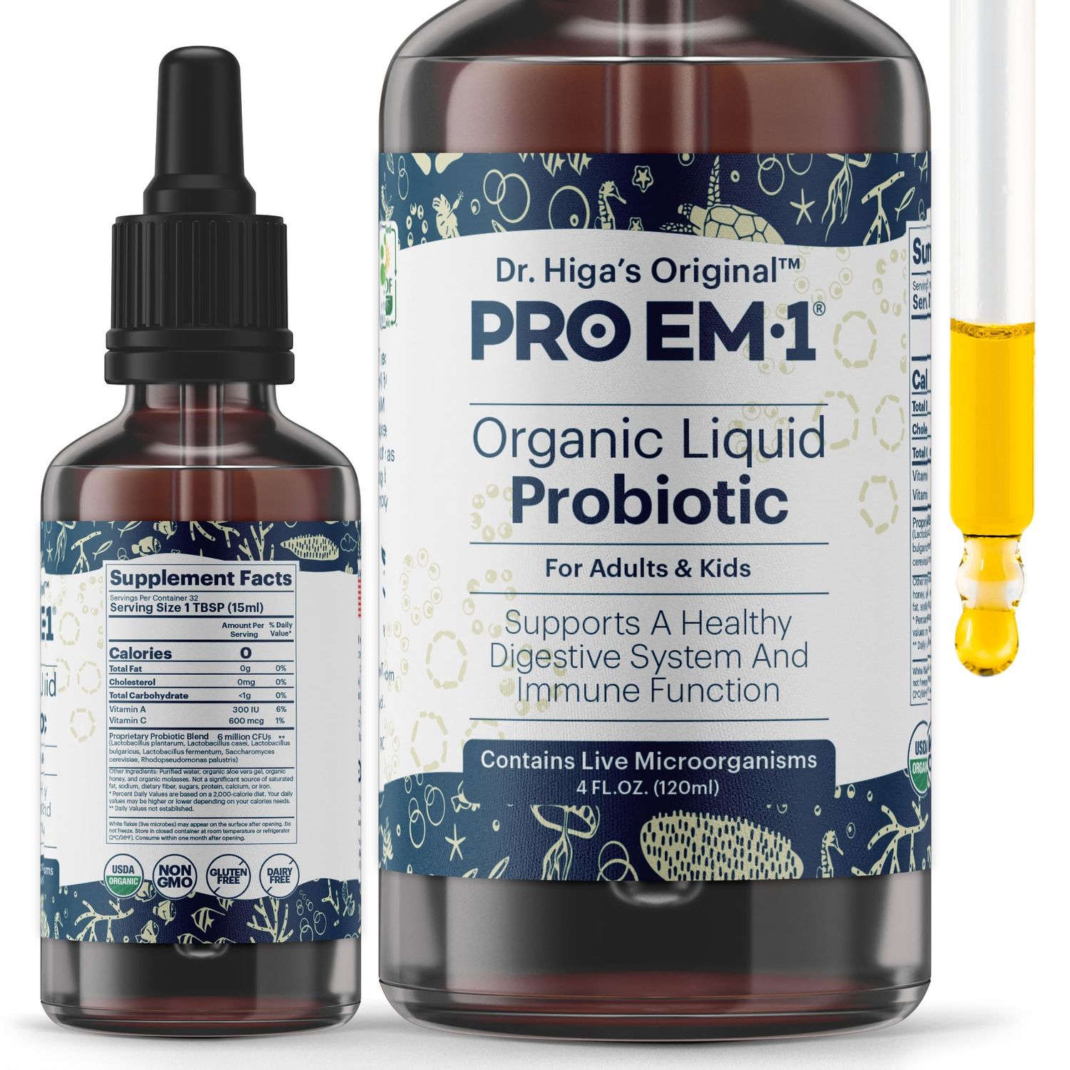 TeraGanix Organic Liquid Probiotic, Gut Health Supplement, Dr. Formulated for Adults Kids, Improves Immune Function, Digestion Nutrient Absorption, 6 Mil CFUml (4 fl oz)