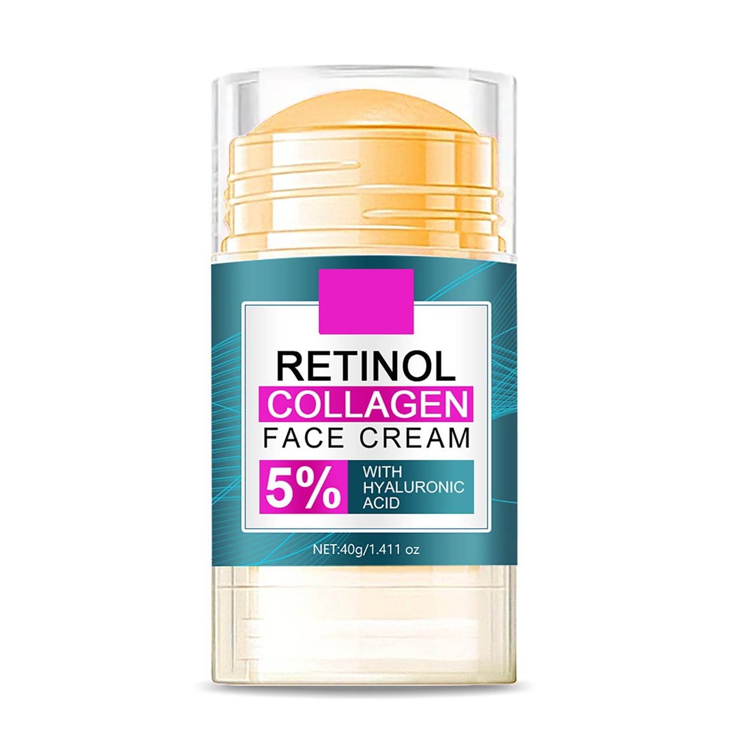 Retinol Collagen Face Cream with 5 Hyaluronic Acid - Anti-Aging Face Moisturizer Stick for Women Fade Lines Firming Tightening Facial and Neck - Hydrating Face Stick for All Skin Types, 1.41 oz