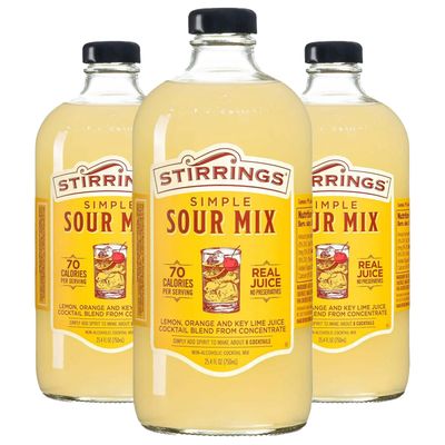 Stirrings 3 Pack Simple Sour Cocktail Mix 750ml Bottles - Real Juice No Preservatives - 90 Calories - Drink Mixer