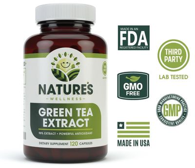 Green Tea Extract 98 Standardized with EGCG Healthy Weight Support, Metabolism, Energy, Heart Health Green Tea Capsules are Natural Caffeine Pills with Antioxidant Free Radical Scavenger 1000mg