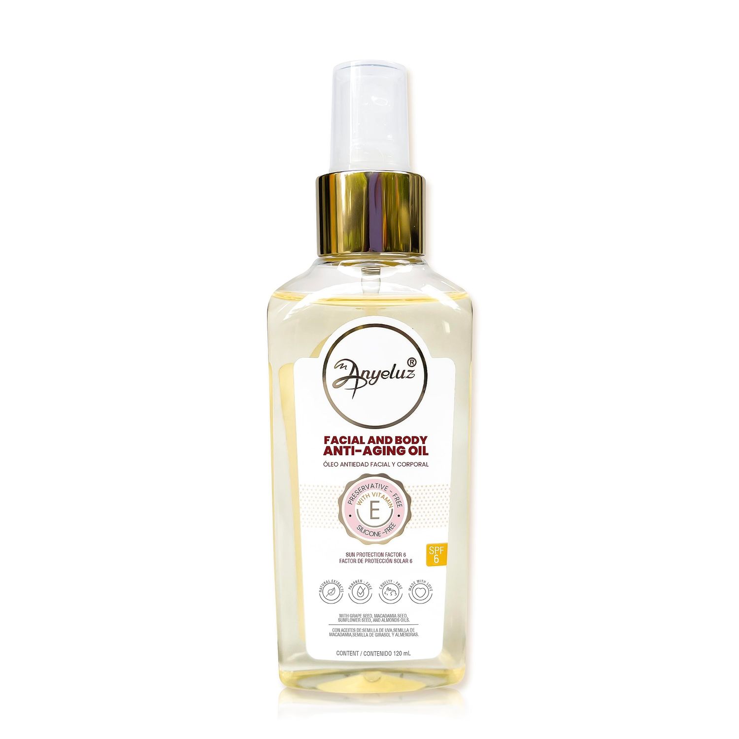 Anyeluz Anti-Aging Skin Oil, Dry Skin Moisturizer, Prevents Premature Aging, Expression Lines, and Stretch Marks, Paraben Free