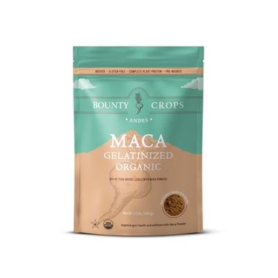 Bounty Crops Organic Maca Powder Gelatinized 24 Oz Bag (1.5 lb - 680 gr), Energy Vitality Booster, Non-GMO Gluten-Free, Peruvian Superfood, Certified Organic