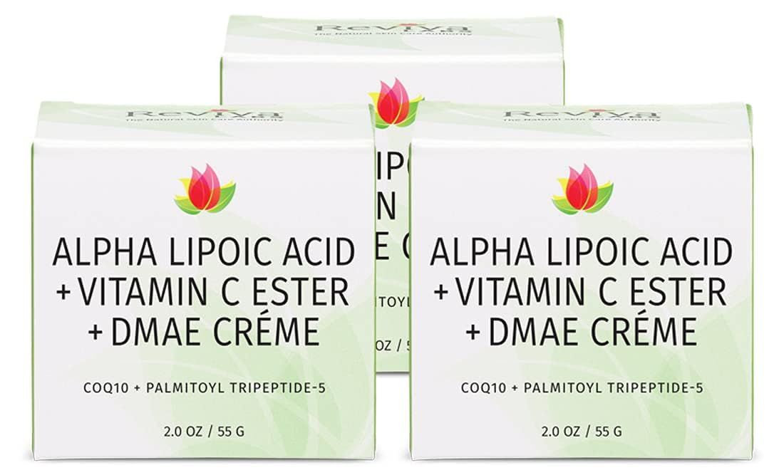 Reviva Labs DMAE Cream with Alpha Lipoic Acid, Vitamin C Ester - DMAE Lift and Firm Cream for Neck and Face - Skin Firming and Moisturizing Cream, 3-Pack (2 oz Each)