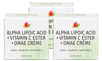 Reviva Labs DMAE Cream with Alpha Lipoic Acid, Vitamin C Ester - DMAE Lift and Firm Cream for Neck and Face - Skin Firming and Moisturizing Cream, 3-Pack (2 oz Each)