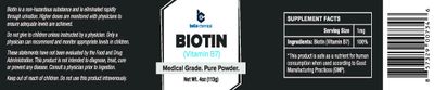 Belle Chemical Biotin (Vitamin B7) Pure Powder 4oz (113g) Hair, Nails, Metabolism, Cell Growth