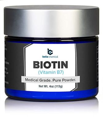 Belle Chemical Biotin (Vitamin B7) Pure Powder 4oz (113g) Hair, Nails, Metabolism, Cell Growth