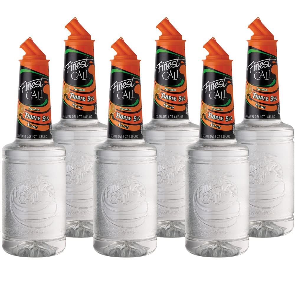 Finest Call Premium Triple Sec Syrup Drink Mix, 1 Liter Bottle (33.8 Fl Oz), Pack of 6