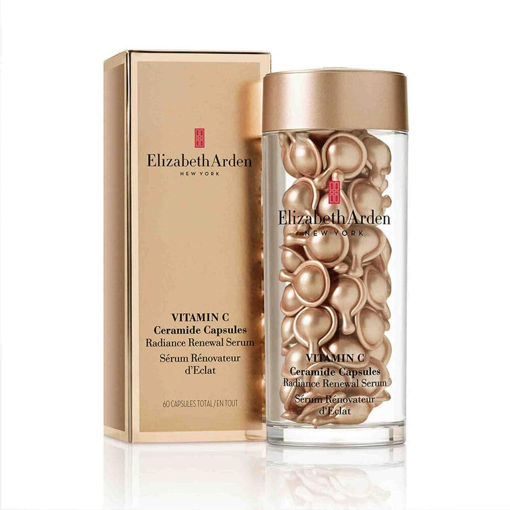 Elizabeth Arden Vitamin C Serum with Ceramides, Anti Aging Radiance Renewal Ceramide Serum, Brightens Skin, Minimizes Dark Spots, and Enhances Skin Tones, Fragrance Free, 60 Capsules, 0.95 oz