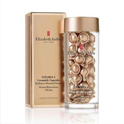 Elizabeth Arden Vitamin C Serum with Ceramides, Anti Aging Radiance Renewal Ceramide Serum, Brightens Skin, Minimizes Dark Spots, and Enhances Skin Tones, Fragrance Free, 60 Capsules, 0.95 oz