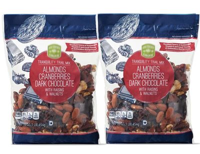 Southern Grove Tranquility Trail Mix Almonds Cranberries Dark Chocolate Raisins Walnuts, Snack Snacking Treat Food, 2, 16oz