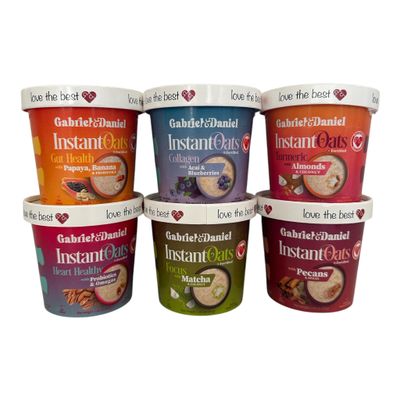 Gabriel Daniel Variety Pack Instant Oatmeal to Go Cups, Organic,Gluten Free, Dairy Free, High Fiber - pack of 6 cups