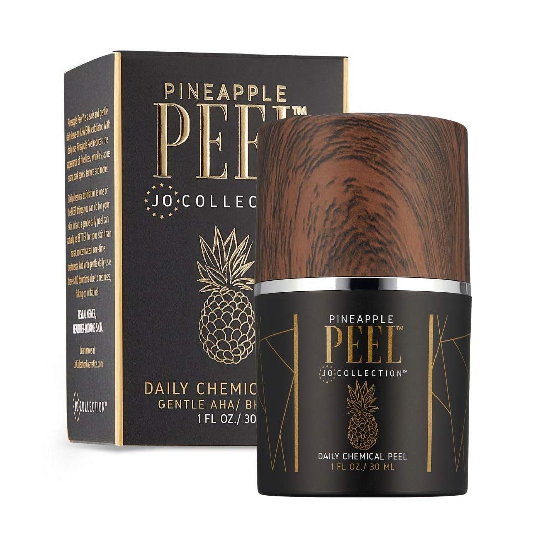 JO COLLECTION Pineapple Enzyme Peel - Daily Leave-On Glycolic Acid Exfoliator with Retinol Hyaluronic Acid - AHA BHA Anti-Aging Chemical Peel for Glowing Skin - 1oz