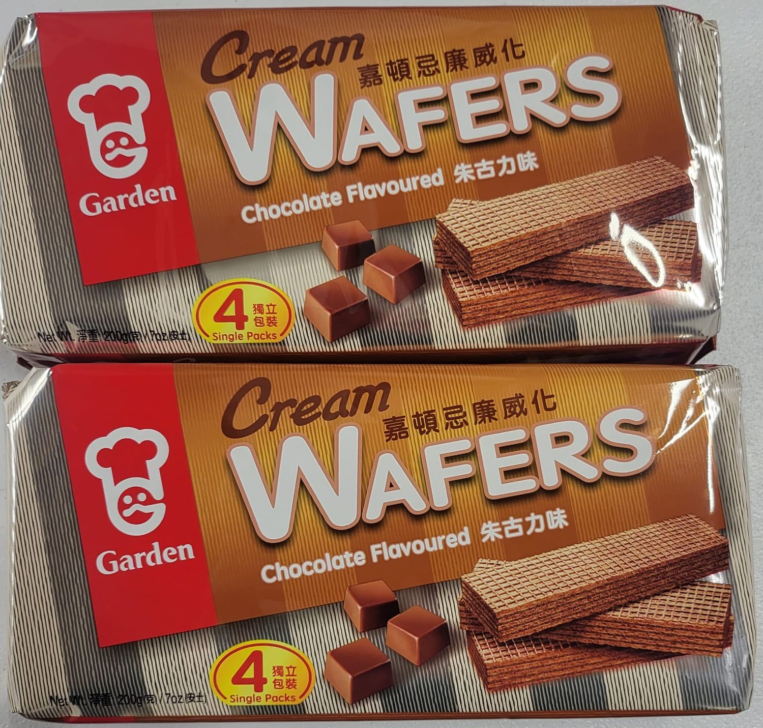 Garden Cream Wafers, Pack of 2, 7 oz each pack, Flavors of Chocolate, Vanilla, Strawberry, Cappuccino, Matcha, Coconut, Orange (Chocolate)