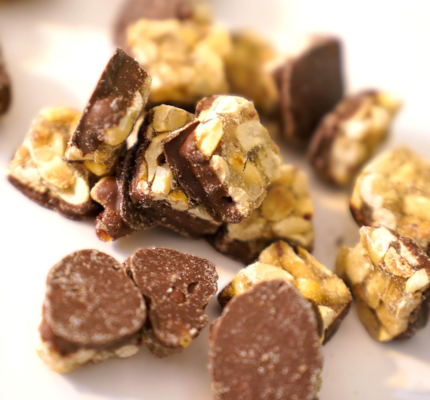 Old Fashioned Half Milk Chocolate Dipped Crunchy Peanut Squares - 20 oz in a Resealable Bag to Ensure Freshness